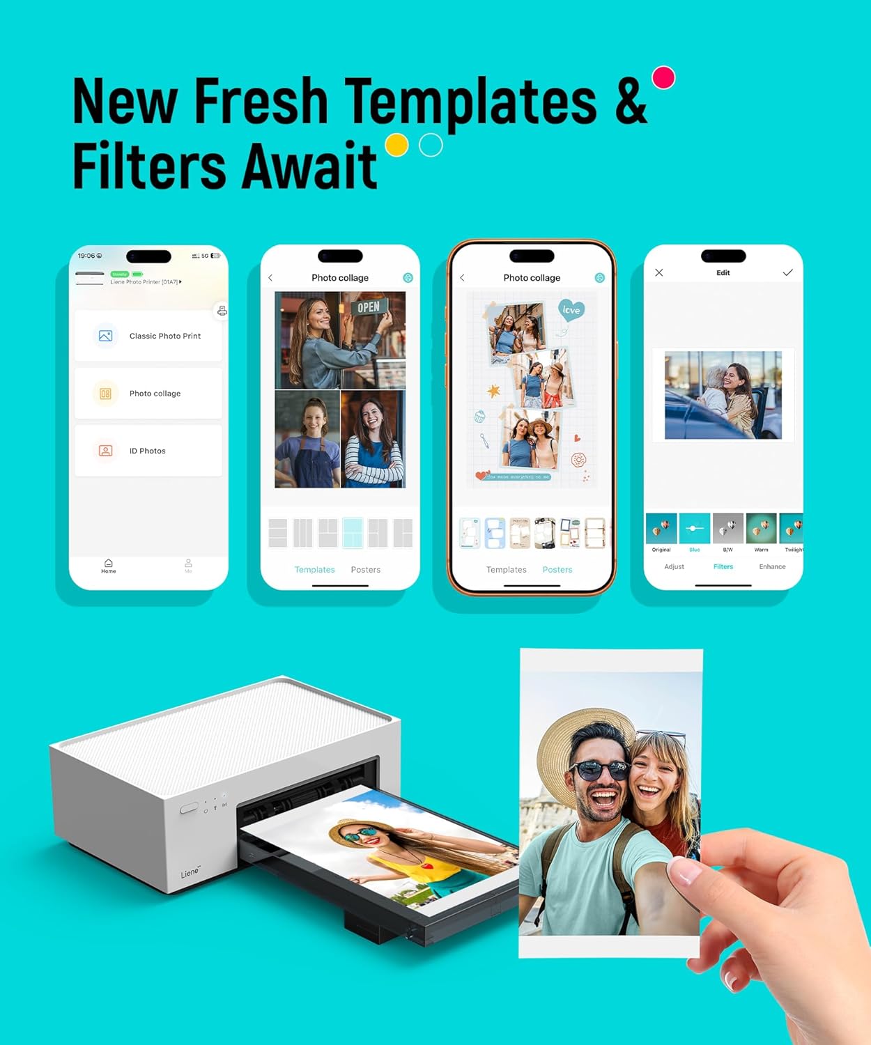 M100 4x6'' Photo Printer, Phone Printer 100 Sheets & 3 Cartridges, Full-Color Photo, Portable Instant Photo Printer for iPhone Android, Thermal Dye Sublimation, Wi-Fi Picture Printer 100 Papers