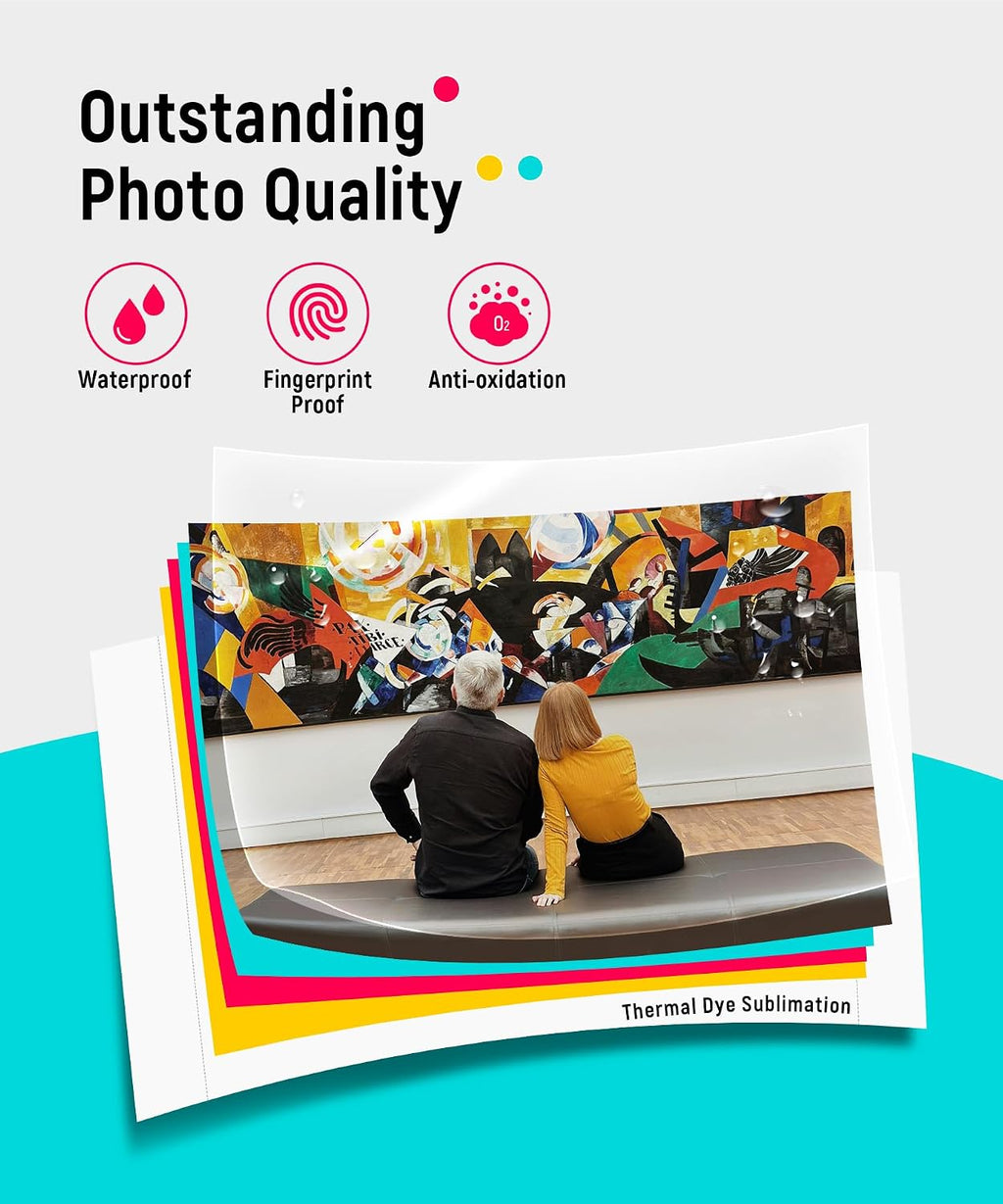 M100 4x6'' Photo Printer, Phone Printer 100 Sheets & 3 Cartridges, Full-Color Photo, Portable Instant Photo Printer for iPhone Android, Thermal Dye Sublimation, Wi-Fi Picture Printer 100 Papers