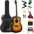 Donner 41” Acoustic Guitar Bundle for Beginners Adults with Online Lesson, 4/4 Full Size Steel Acustica Guitarra with Gig Bag, Tuner, Strap, Strings, Picks, Capos, Cutaway, Natural, DAG-1C/DAD-110C