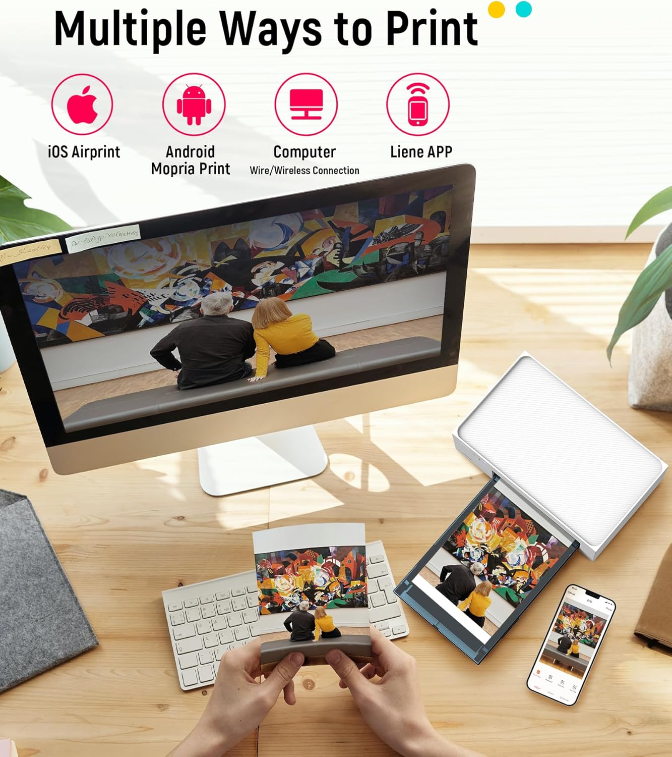 M100 4x6'' Photo Printer, Phone Printer 100 Sheets & 3 Cartridges, Full-Color Photo, Portable Instant Photo Printer for iPhone Android, Thermal Dye Sublimation, Wi-Fi Picture Printer 100 Papers