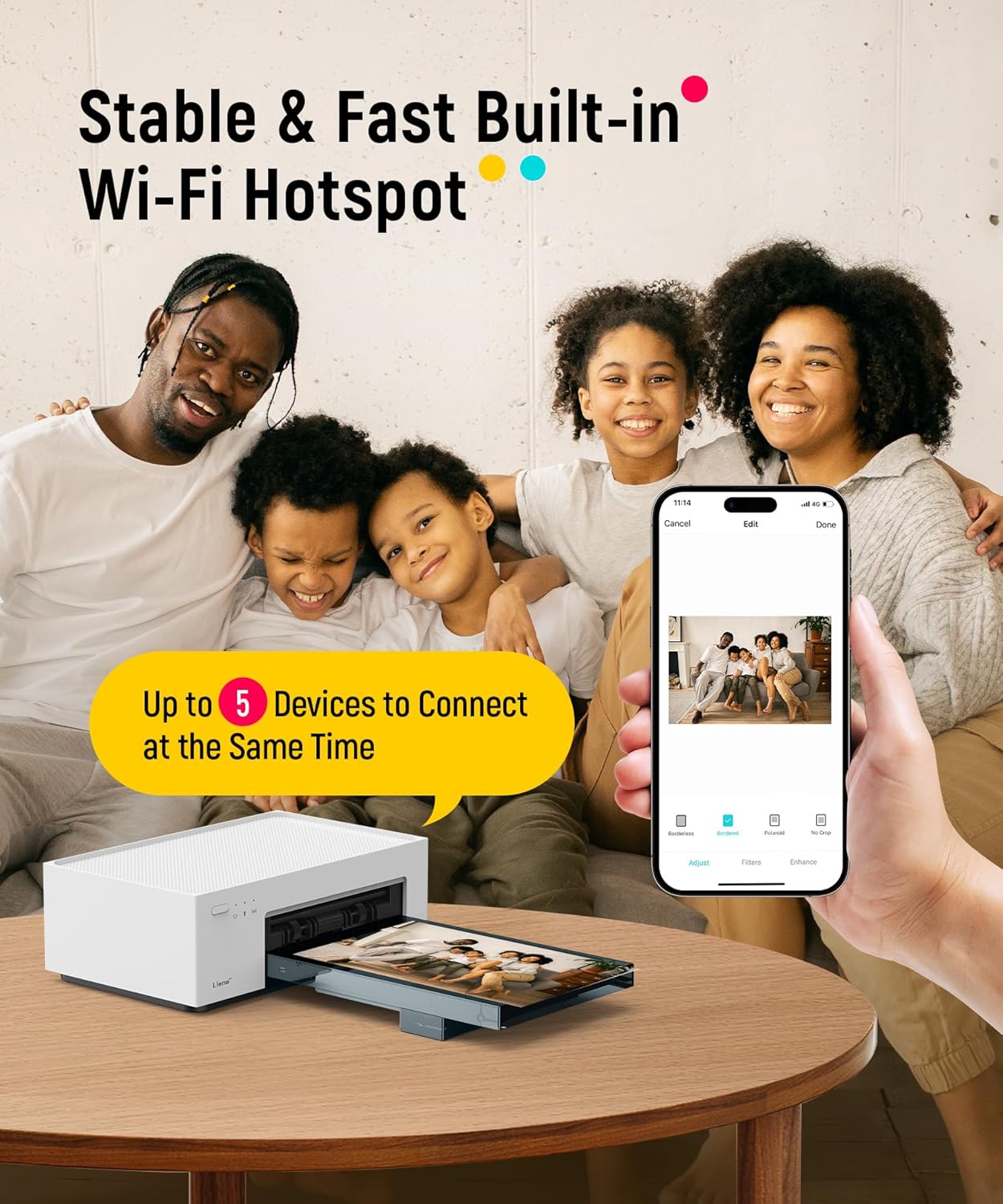 M100 4x6'' Photo Printer, Phone Printer 100 Sheets & 3 Cartridges, Full-Color Photo, Portable Instant Photo Printer for iPhone Android, Thermal Dye Sublimation, Wi-Fi Picture Printer 100 Papers