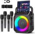 Karaoke Machine, Portable Bluetooth Speaker with 2 Wireless Microphones for Adults & Kids with Lights, Karaoke Microphone with PA System Supports USB/TF/REC/FM/AUX for Home Party Home System Packages